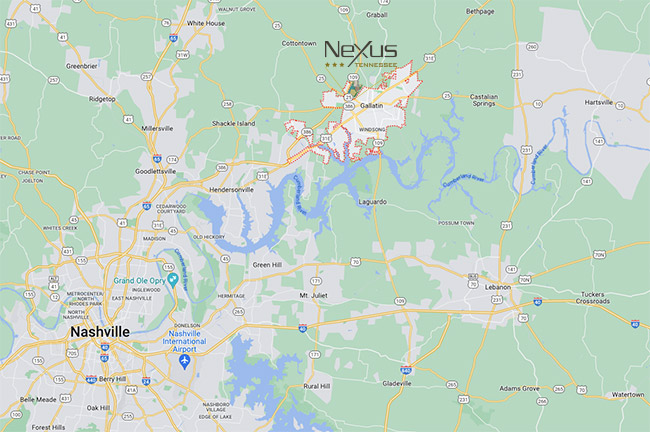 Area of Gallatin Tennessee